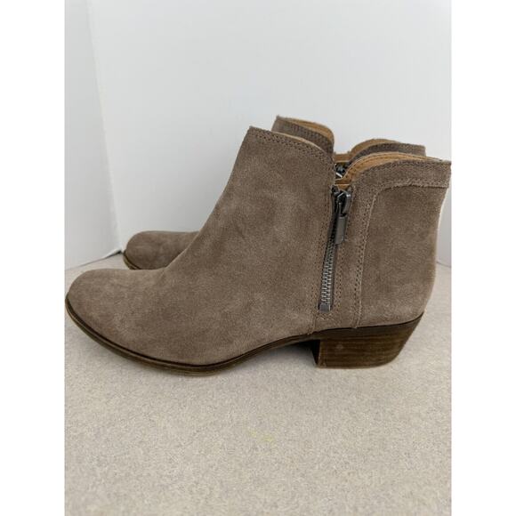 Lucky Brand Women’s Ankle Taupe Tan Suede Almond Toe Booties Size 8.5 - Picture 5 of 10